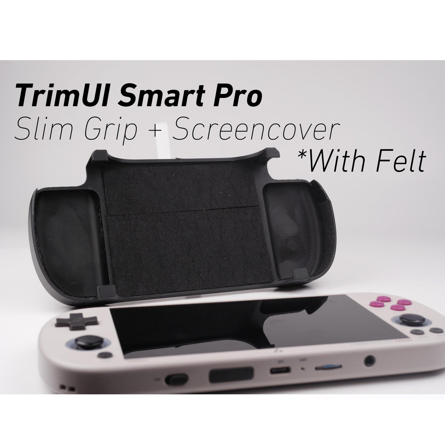 Felt TrimUI Smart Pro Slim Grip 2-in-1 Reversible Screen Cover & Slim Comfort Grip Case with Felt Wrap Ergonomic TRIMUI Handheld 2n1 Deluxe