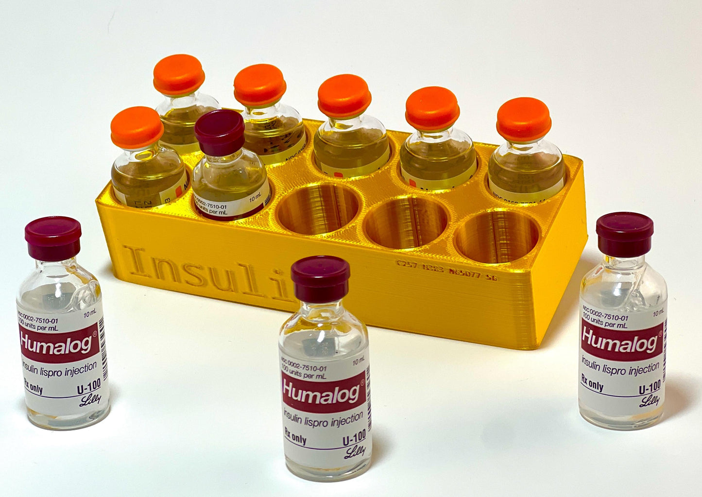 Insulin Vial Fridge Storage Organizer | Humalog Novalog Aspart Stackable Bins | Diabetic Injection Clutter Cleanup | Vial Holder