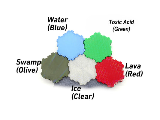 Hero Scape Compatible Hex Terrain Liquid Half Tiles | Tabletop Terrain Pieces | Paintable Miniature Board Game | DnD Role Play Game Upgrade