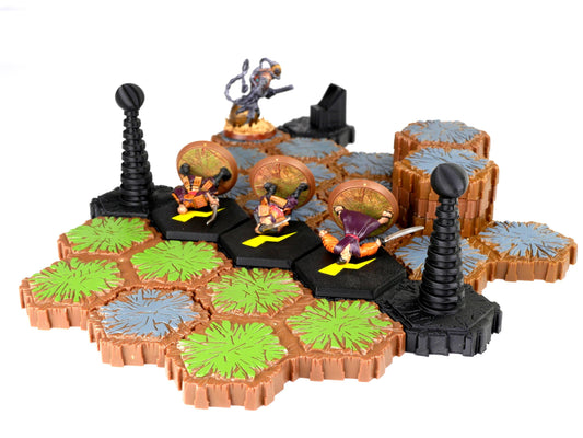 Tesla Gate Hero Scape Obstacle Interactive | Tabletop Terrain Hex Pieces | Paintable Miniature Board Game | DnD Role Play Game Upgrade Tile
