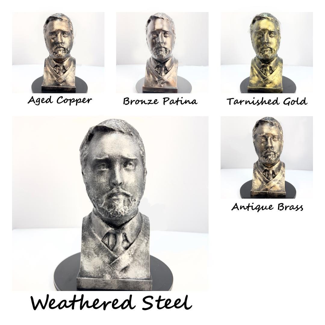 Nikola Tesla Life Size Sculpture Bust 3D Printed Decor Electrician Engineer Sculpt Inventor Business Electricity Founding Bookshelf