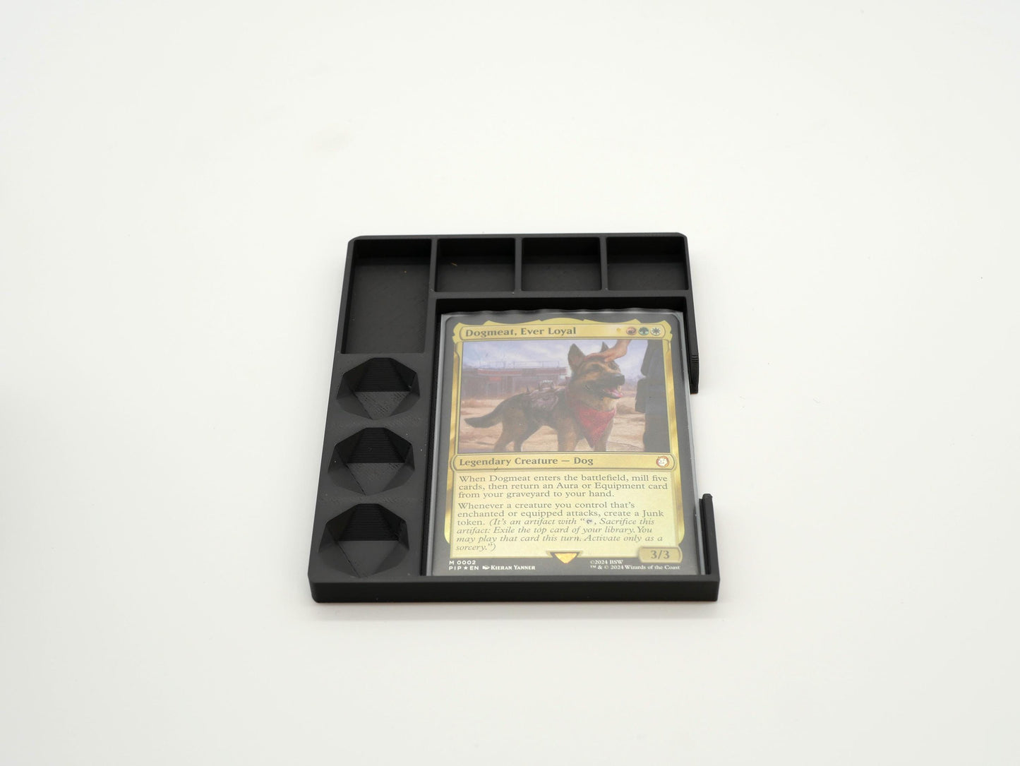 MTG Commander Tray with Dice Holder and Counter Sections | Organize Your Command Center D20 Case Box Sleeved | Magic Gathering The Land Mana