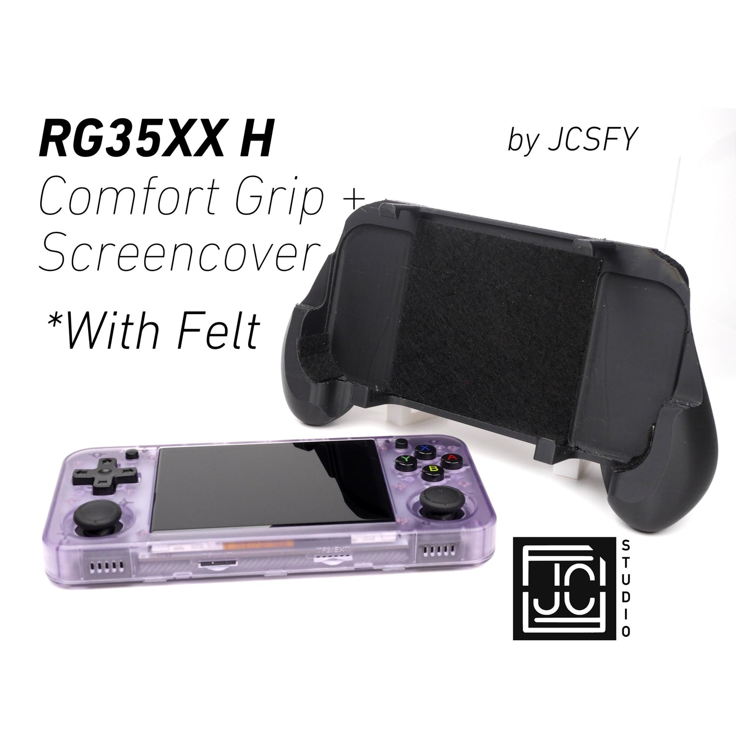 Felt Anbernic RG35XX-H Grip 2-in-1 Reversible Screen Cover & Thick Comfort Grip Case with Felt Wrap Ergonomic RG35X Handheld 2n1 RG35 Deluxe