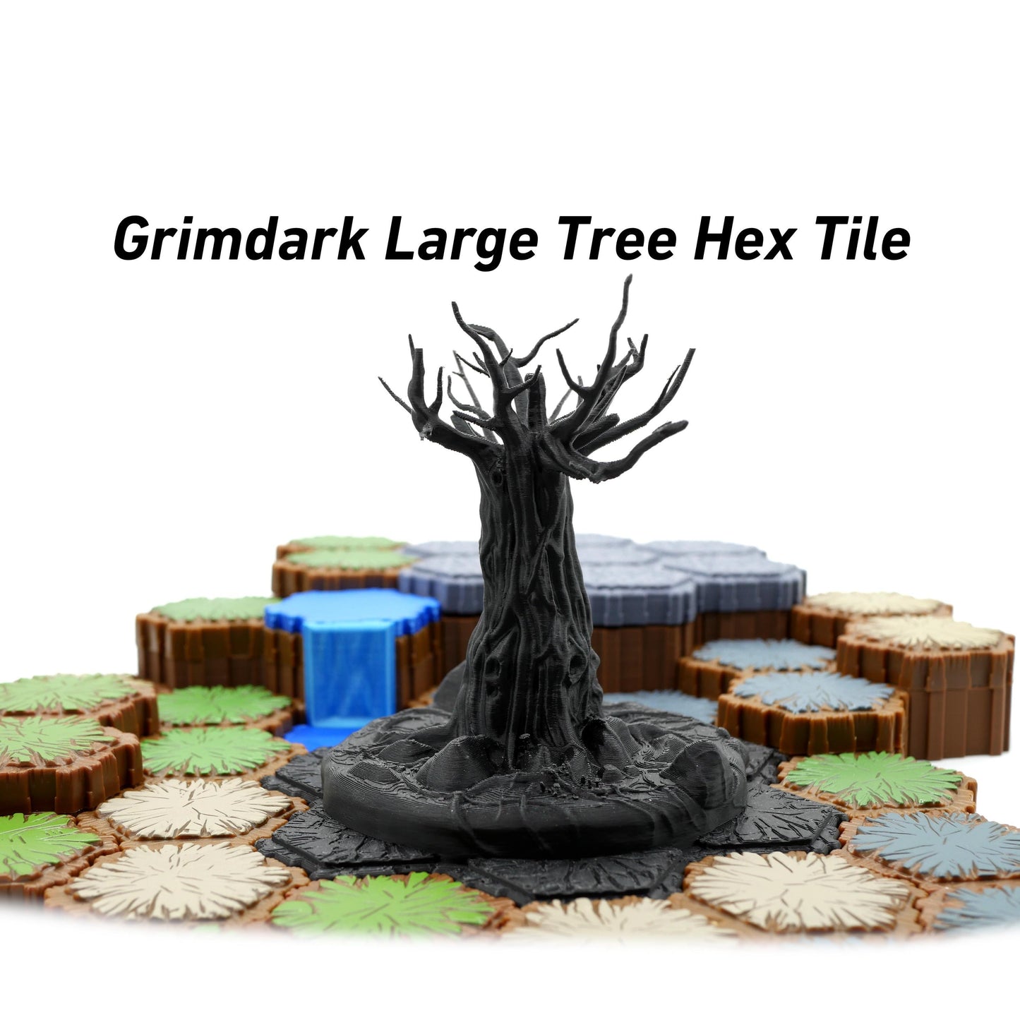Grimdark Large Tree Hero Scape Seven Hex Obstacle | Tabletop Terrain Structure Piece| Miniature Board Game | DnD Role Play Game Upgrade Tile