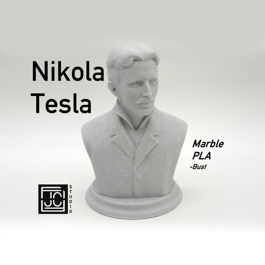 Nikola Tesla Life Size Sculpture Bust 3D Printed Decor Electrician Engineer Sculpt Inventor Business Electricity Founding Bookshelf