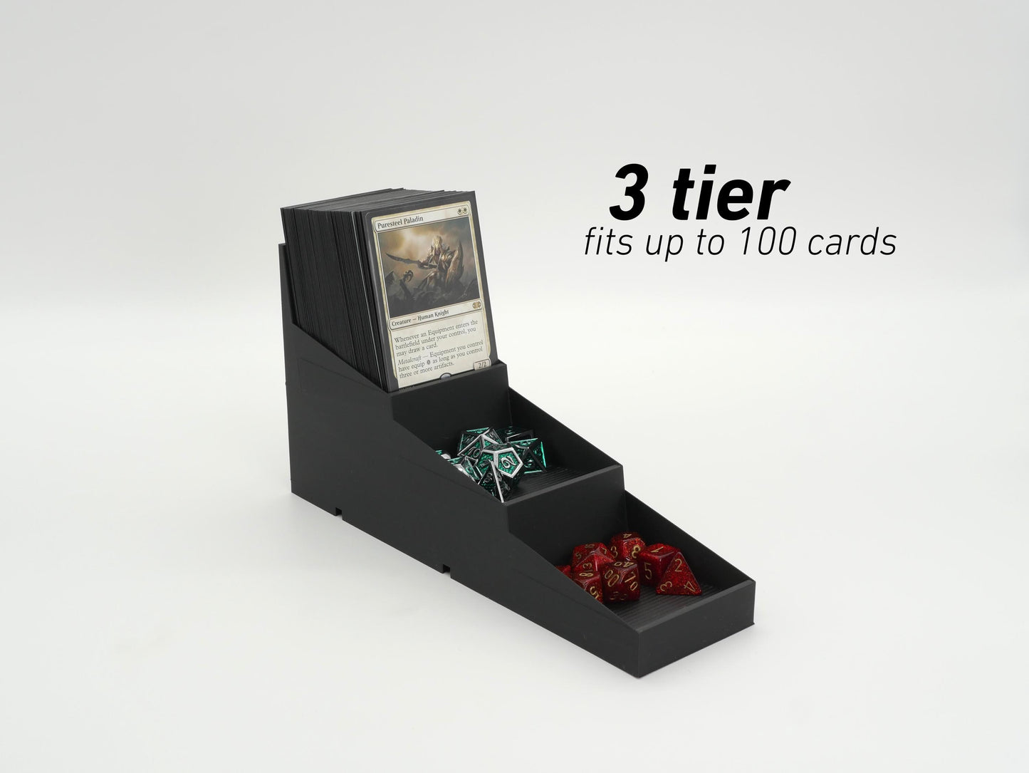 Modular TCG Display Stand β Fits 40/60/100 Card Decks β Expandable Tiered Organizer for Trading Cards & Game Tokens β Black by JCSFY
