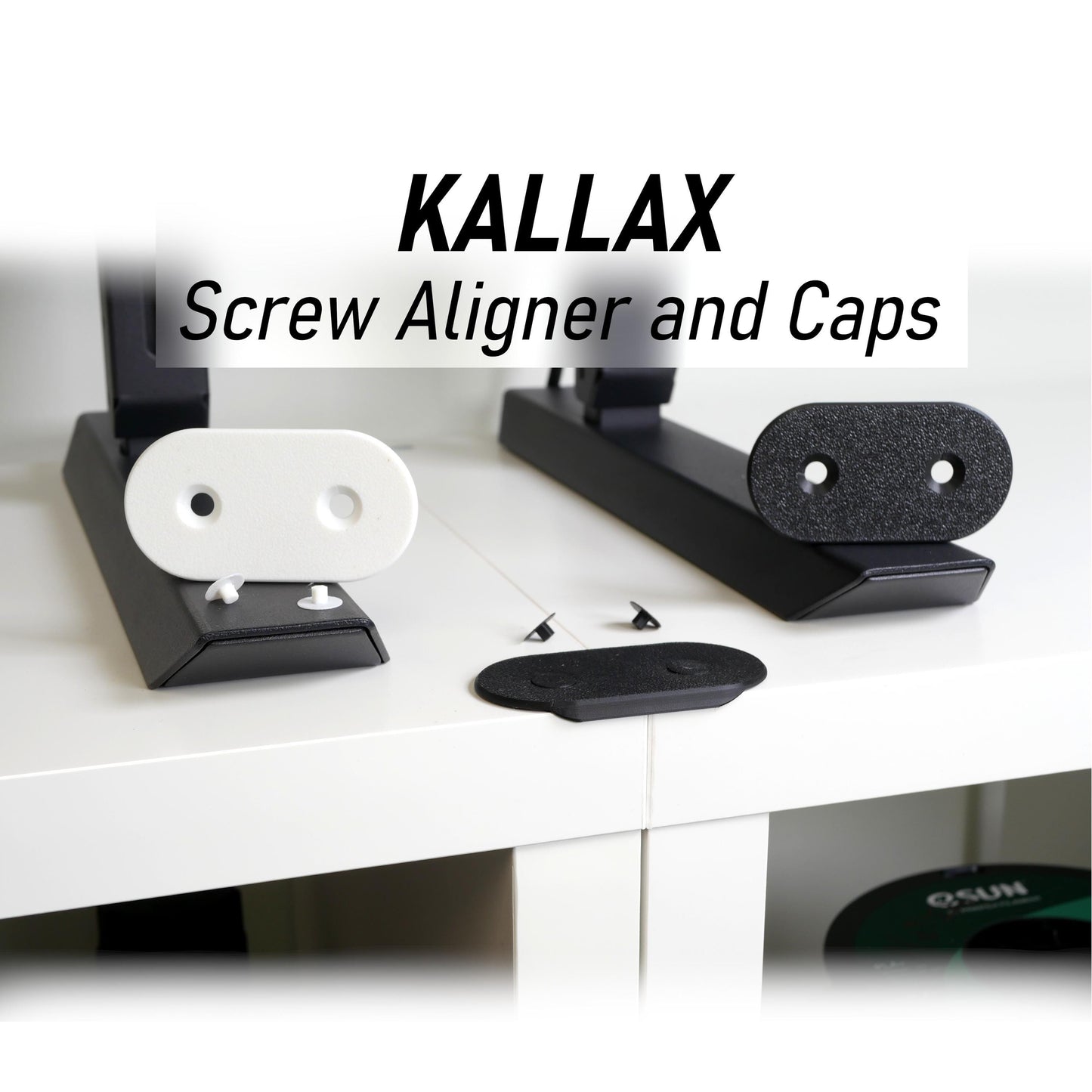 Kallax Screw Connectors & Caps | 2 Aligners + 4 Screw Caps | Hold Kallax Shelves Tight Together | Screw Cover Caps Shelf Cubes Aligner IKEA
