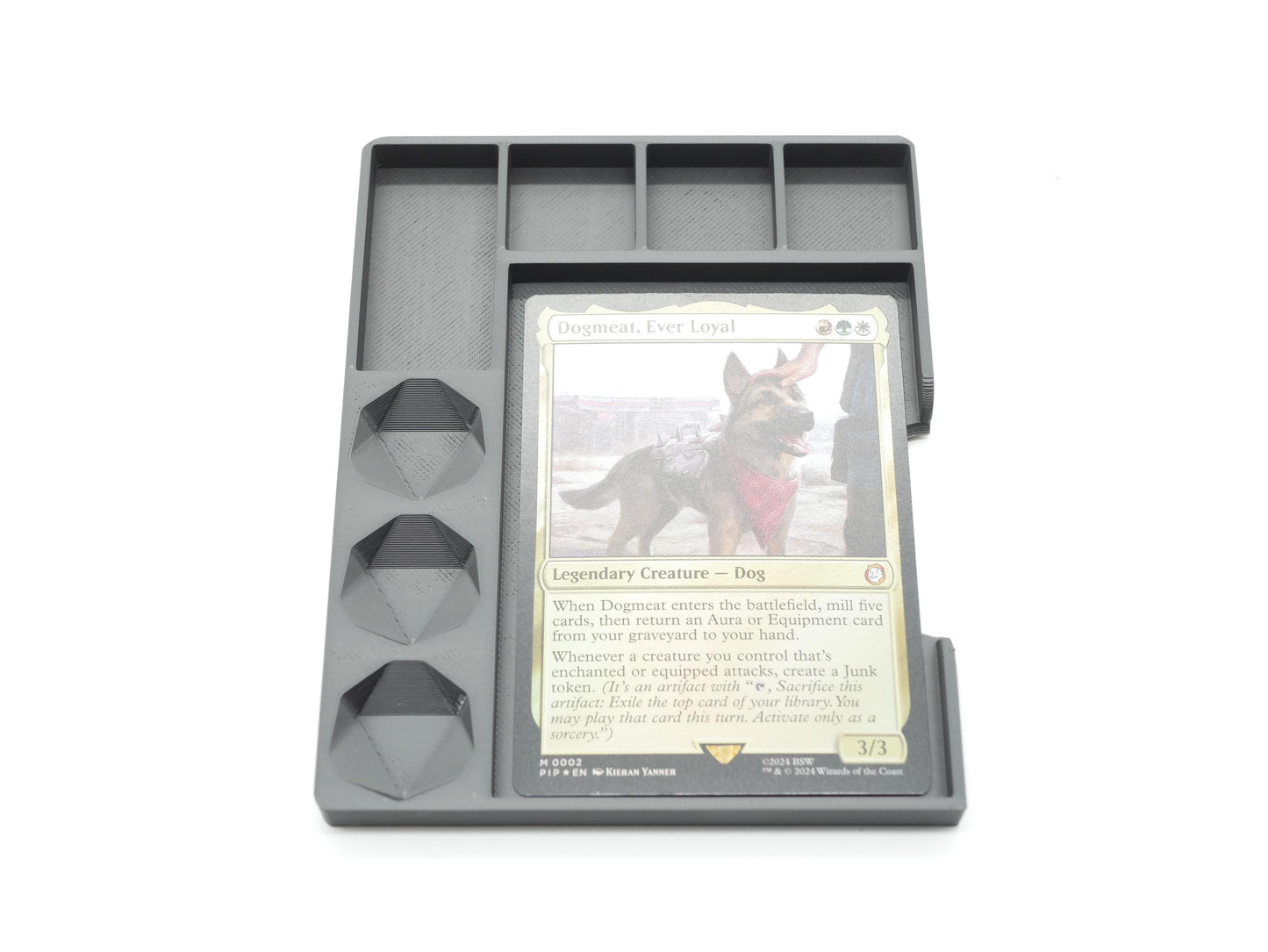 MTG Commander Tray with Dice Holder and Counter Sections | Organize Your Command Center D20 Case Box Sleeved | Magic Gathering The Land Mana