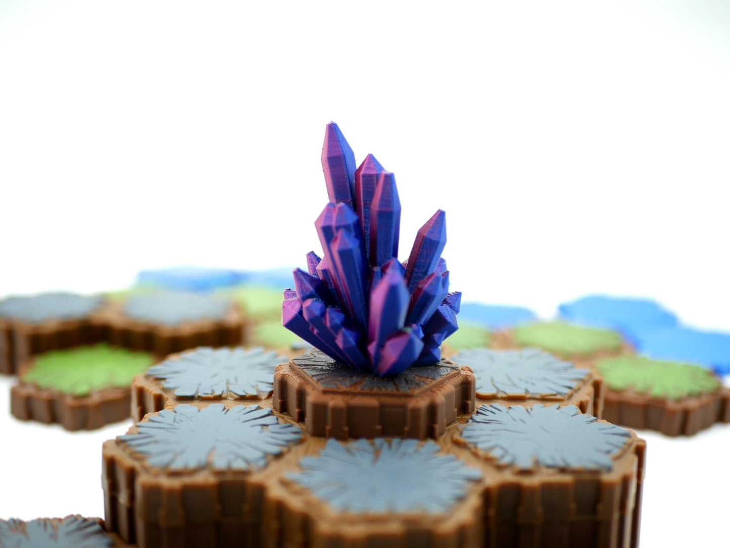 Crystals Hero Scape Single Hex Obstacle | Tabletop Terrain Hex Pieces | Paintable Miniature Board Game | DnD Role Play Game Upgrade Tile