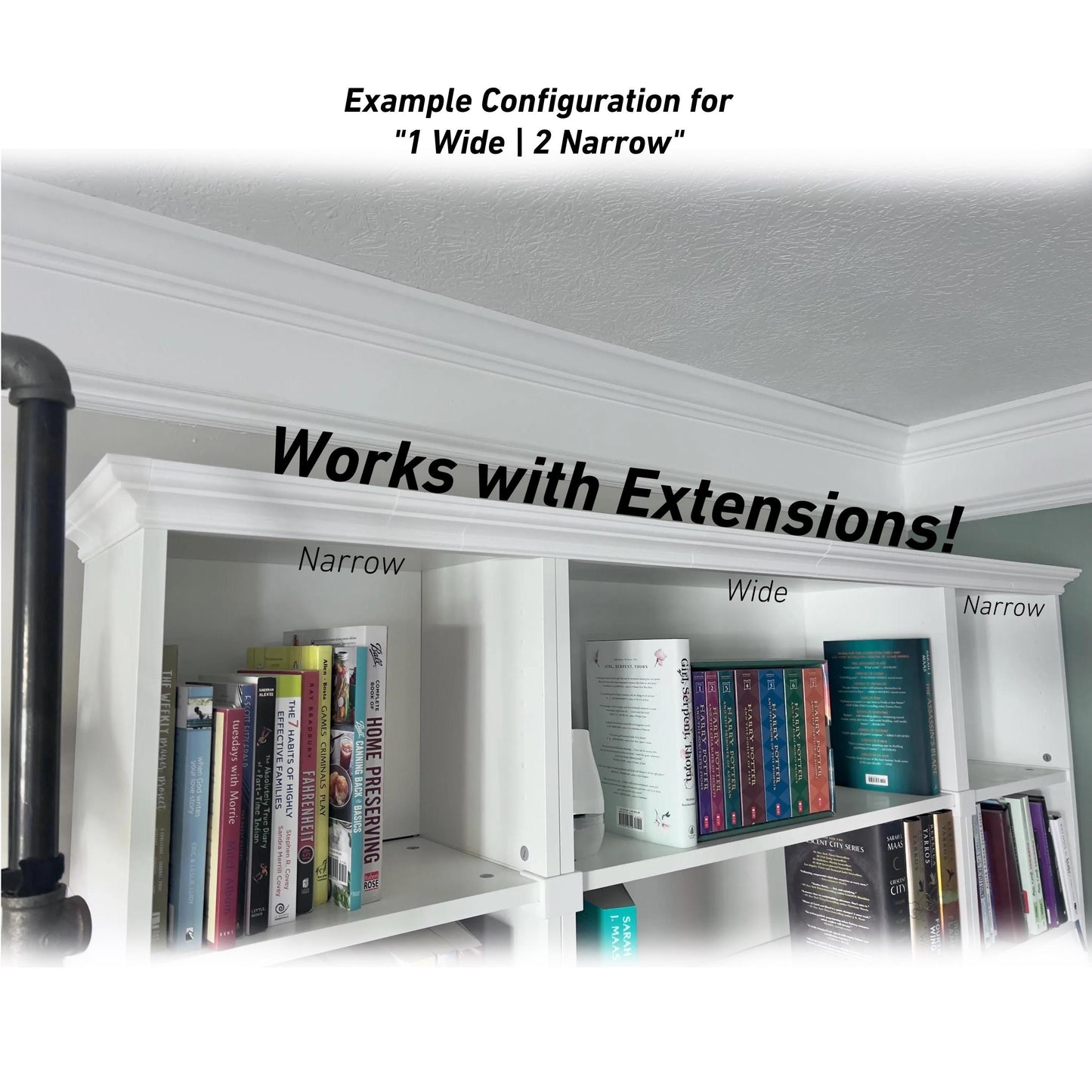 Billy Bookshelf Crown Molding Kit | Modular Pack for Any Width Combination of Ikea Billy Shelves | Shelf Aligner | Easy No Glue or Screws