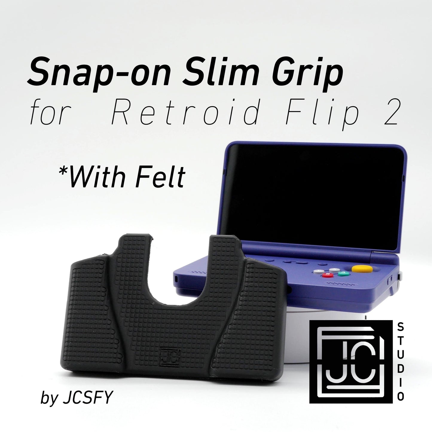 Felt Retroid Flip 2 Grip Snap-on Slim Comfort Grip Case with Felt Wrap Ergonomic RP Flip 2 Handheld Deluxe | Fits Official Flip 2 Carry Case