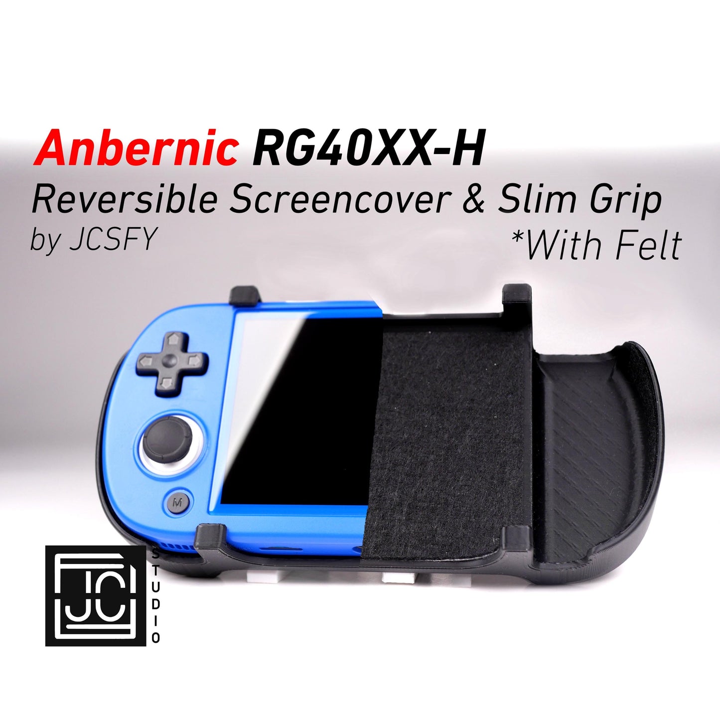 Felt Anbernic RG40XX-H Grip 2-in-1 Reversible Screen Cover & Slim Comfort Grip Lining Case with Felt Wrap Ergonomic RG40X Handheld 2n1 RG40