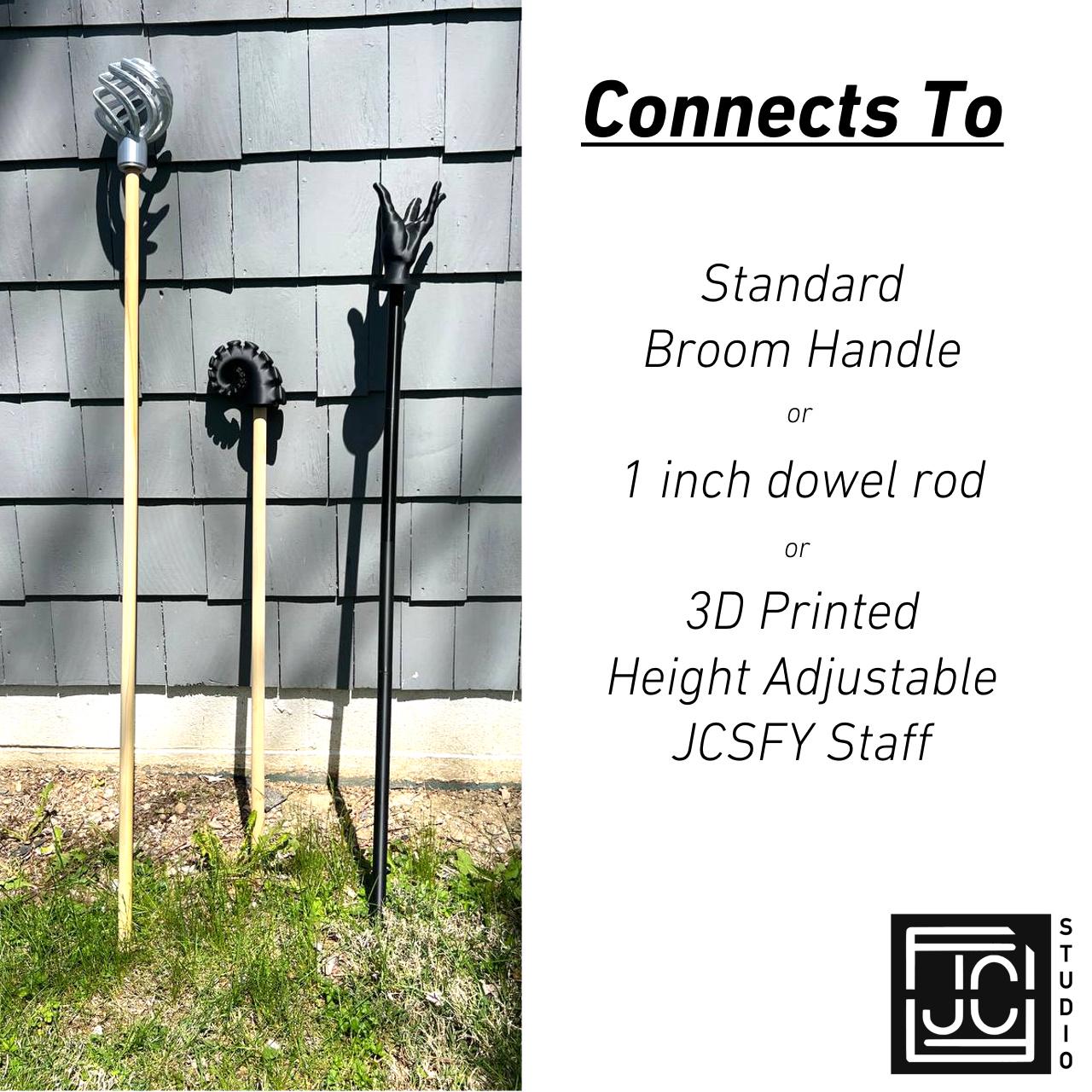 Mage Hand Staff Topper for Cosplay Sorcerer DnD Wizard | Orb Holding Hand Walking Stick Elf Elden Wand| 3D Printed Fantasy Cane Kit by JCSFY