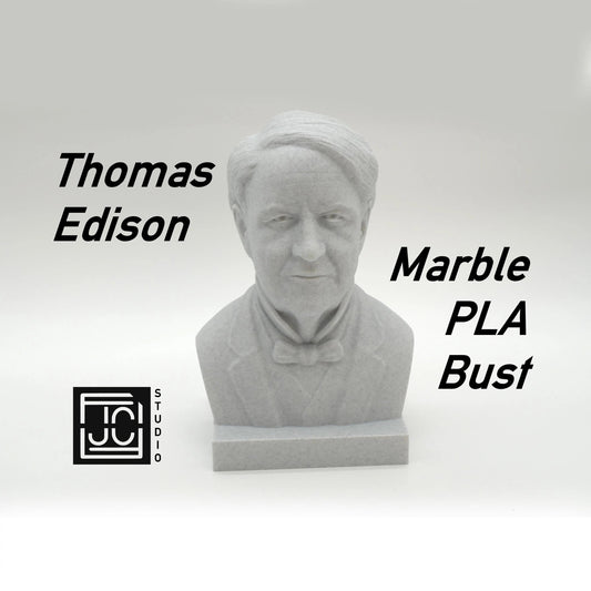 Thomas Alva Edison Life Size Sculpture Bust 3D Printed Decor Electrician Engineer Sculpt Inventor Business Electricity Founding Bookshelf