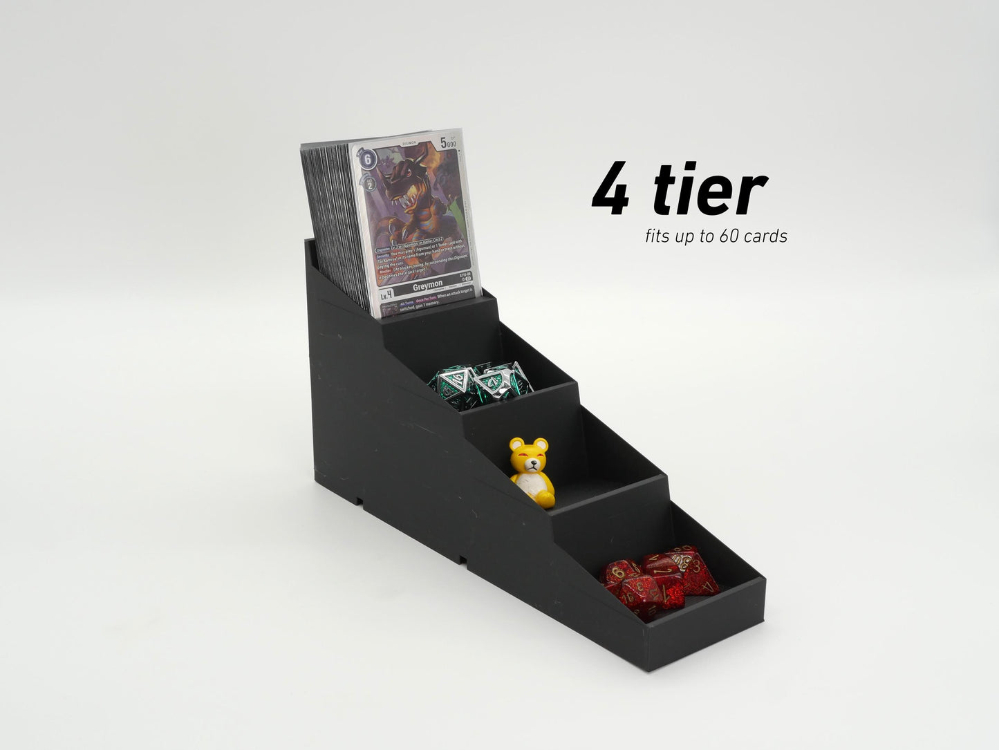 Modular TCG Display Stand β Fits 40/60/100 Card Decks β Expandable Tiered Organizer for Trading Cards & Game Tokens β Black by JCSFY