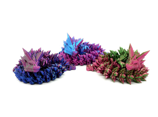 Articulated Crystal Dragon 3D Printed with Multi Color Filament | Fidget Flexi Animal Gift Desktop Toy | Flexible Jointed Creature by JCSFY
