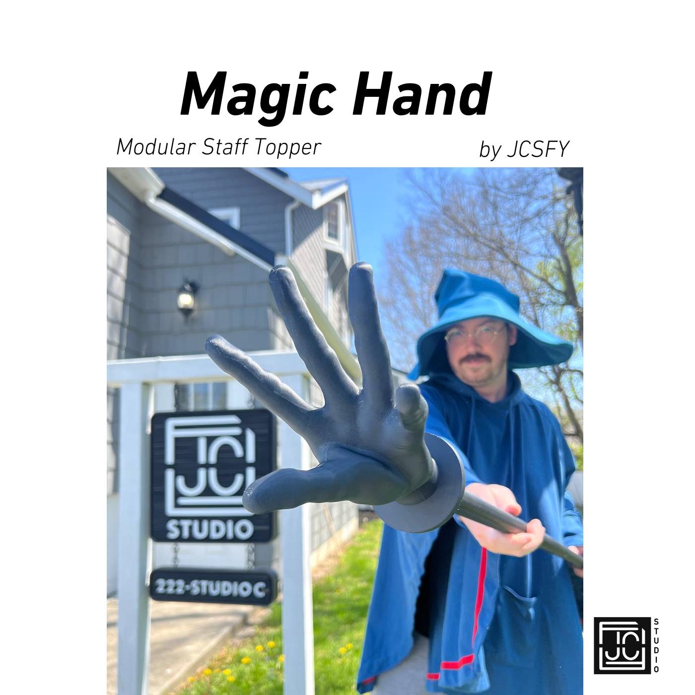 Mage Hand Staff Topper for Cosplay Sorcerer DnD Wizard | Orb Holding Hand Walking Stick Elf Elden Wand| 3D Printed Fantasy Cane Kit by JCSFY
