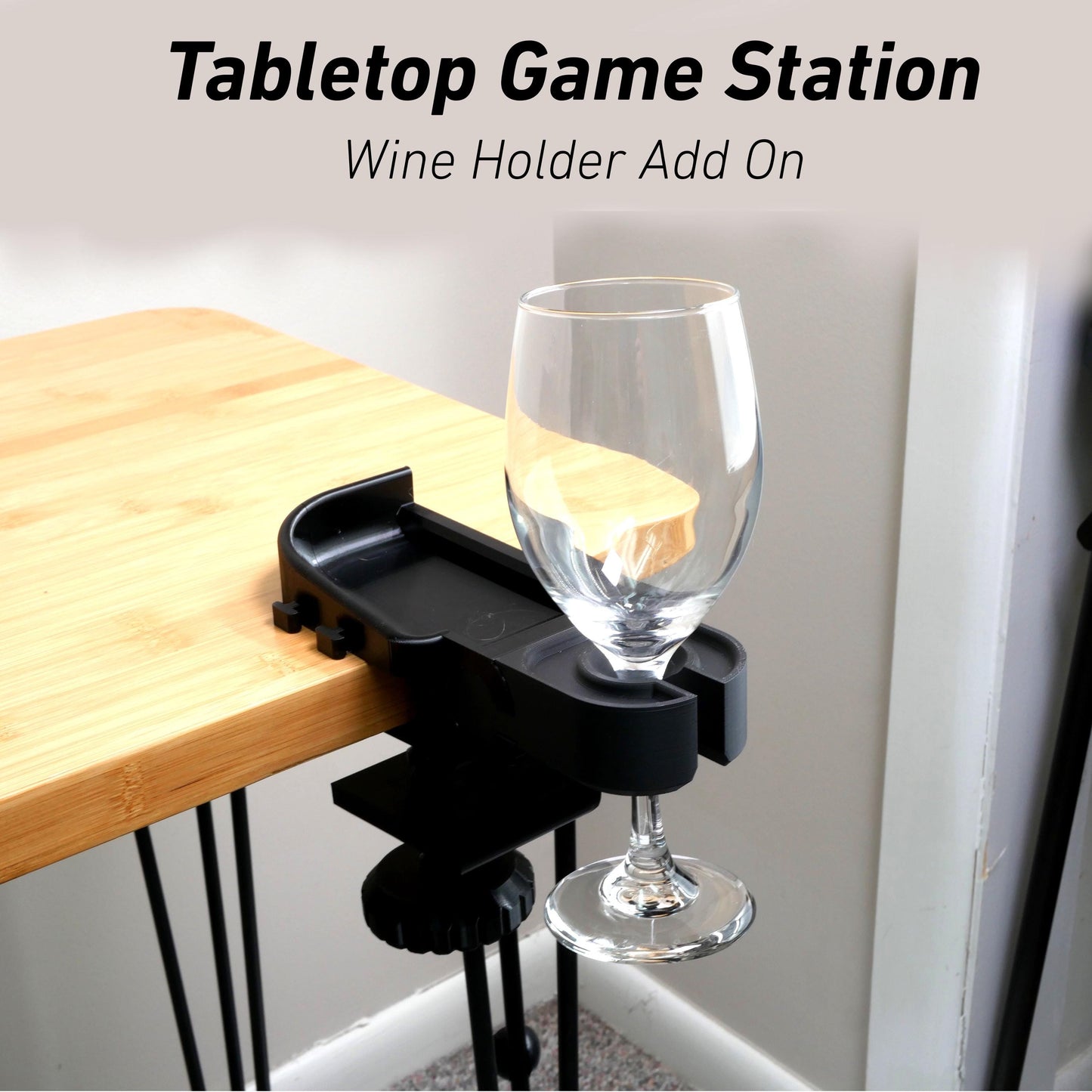 Wine Glass Holder Attachment Tabletop Game Station Modular Add-On | Dice Tower | Board Game Organizer Tokens Cards DnD | WyldForm SpaceBar