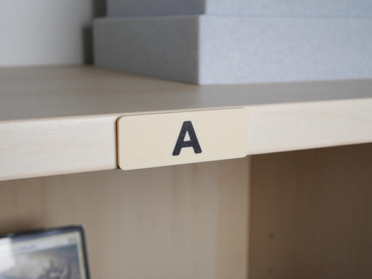 Universal Bookshelf Tags with Letters Genre and Color Match IKEA Shelving | Label your Library with Re-Sticking adhesive Letters by JCSFY