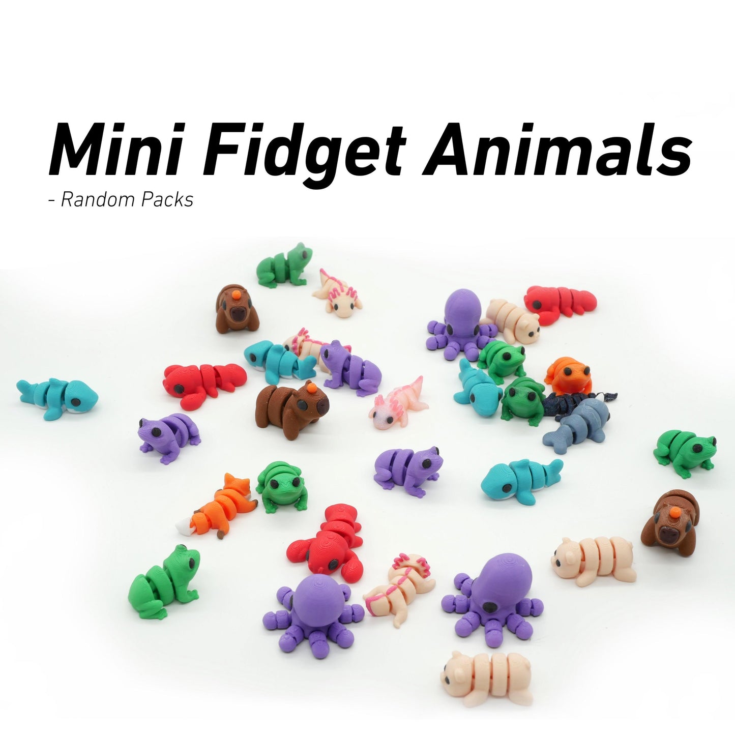 Mini Fidget Animal Mystery Pack – Random 3D Printed Creatures 2, 5, or 10 Pack | Tiny Pocket Pets for Fidgeting or Desktop Work Toy