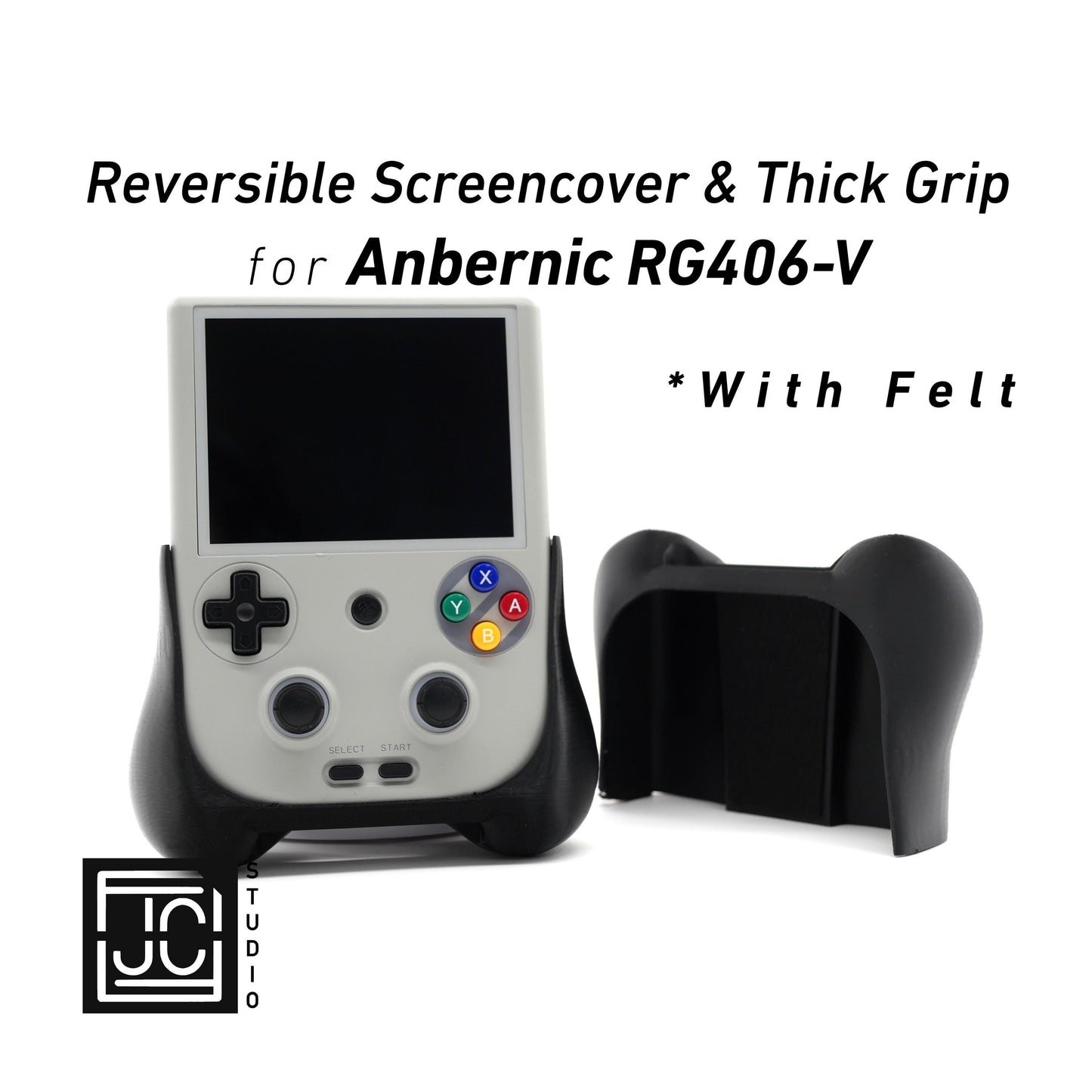 2-n-1 Grip for Anbernic RG406V Reversible Screen Cover Thick Chin Grip Felt Screen Protector Gaming Handheld Protection Fun Textured Pattern