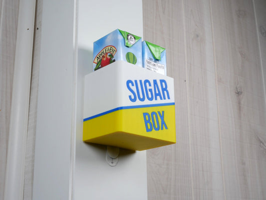 Juice Box Wall Storage Holder | Nightstand Snack Bin for Low Blood Sugar | Bedroom Hallway Mount | Energy Box Organizer Sugar Box by JCSFY