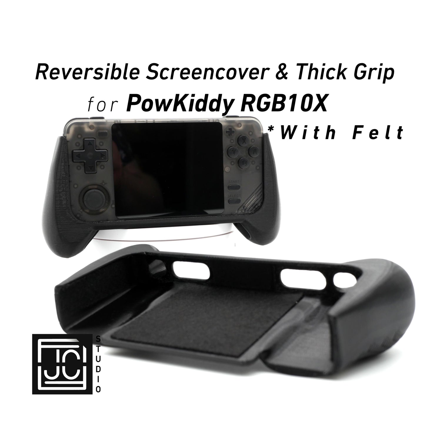 2-n-1 Grip for PowKiddy RGB10X Reversible Screen Cover Comfort Grip Felt Screen Protector | Gaming Handheld Protection with Textured Pattern