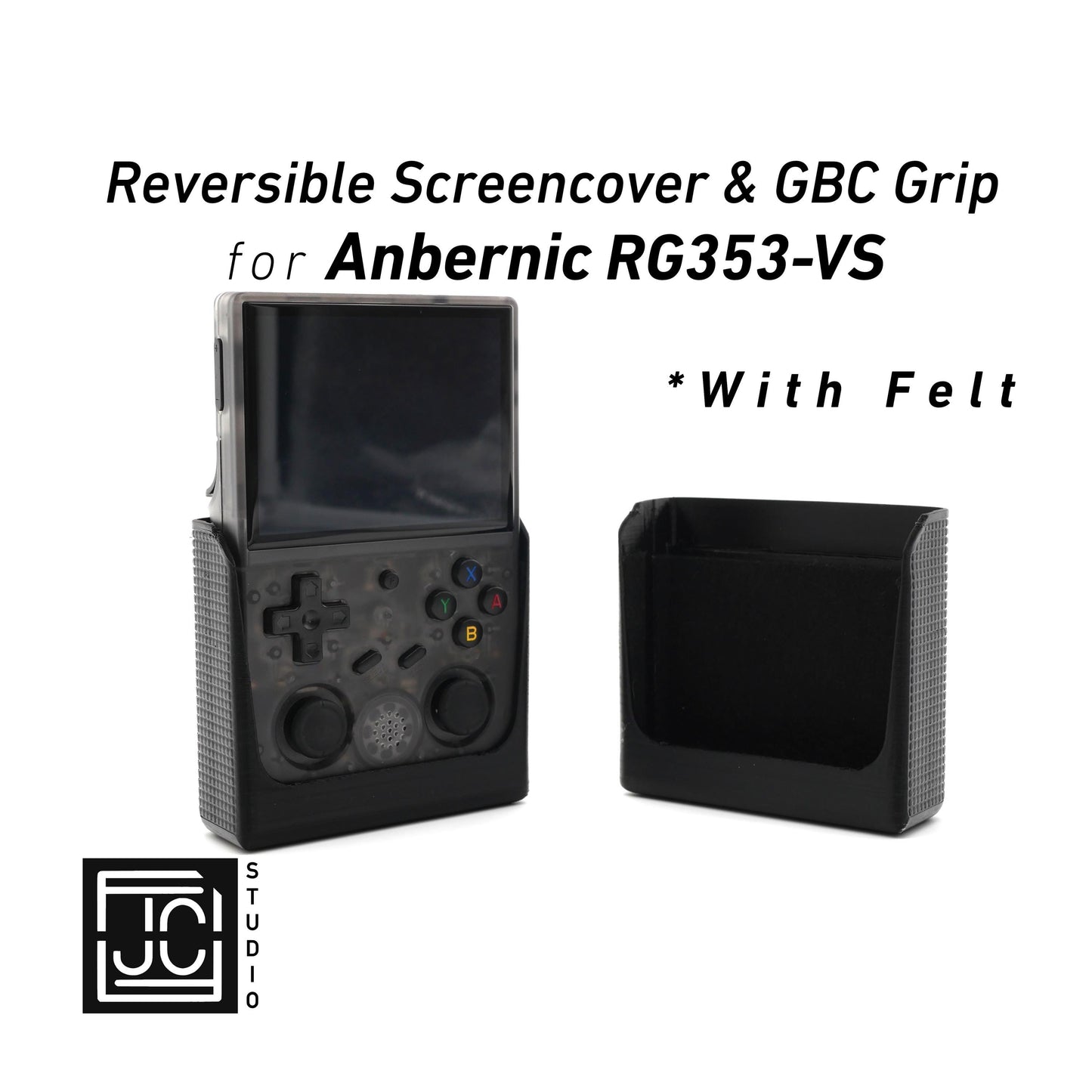 2-n-1 Grip for Anbernic RG353VS Reversible Screen Cover Slim Chin Grip Felt Screen Protector Gaming Handheld Protection Fun Textured Pattern