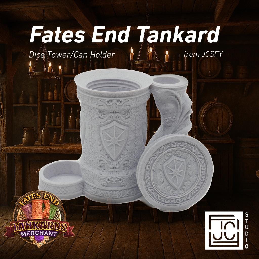 Paladin Themed Tankard Dice Tower and Can Holder with Dice Vault | Fates End RolePlay RP Gamer Mug Roll Gift Storage DND Classes from JCSFY