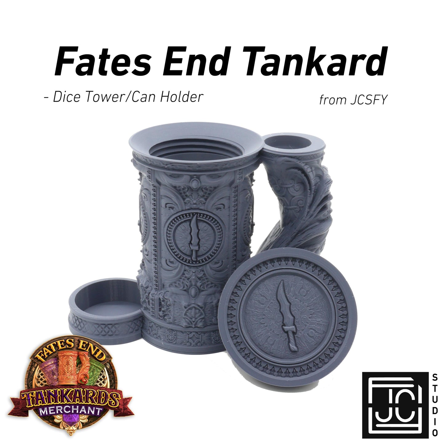 Rogue Themed Tankard Dice Tower and Can Holder with Dice Vault | Fates End RolePlay RP Gamer Mug Roll Gift Storage DND Classes from JCSFY