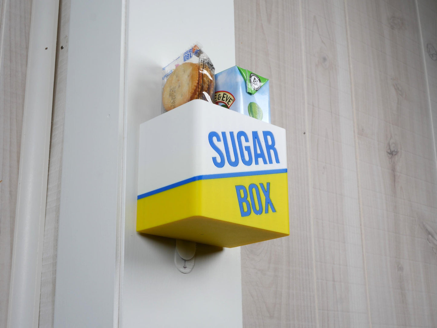 Juice Box Wall Storage Holder | Nightstand Snack Bin for Low Blood Sugar | Bedroom Hallway Mount | Energy Box Organizer Sugar Box by JCSFY