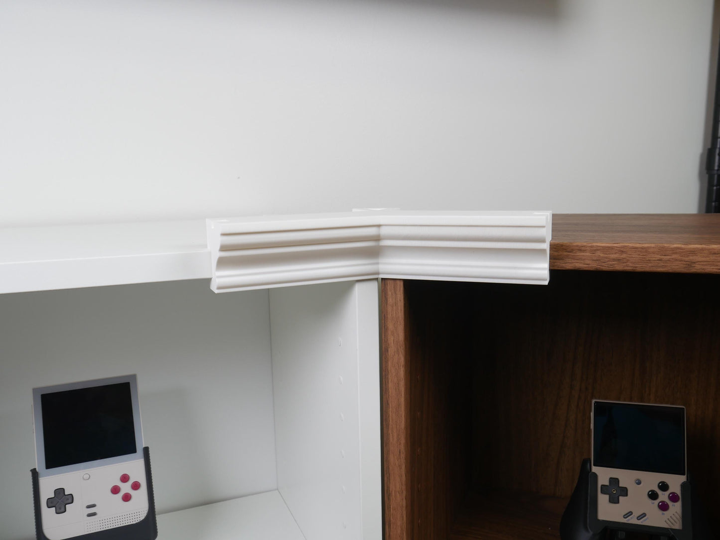 45 Degree Crown Molding Corner Upgrade | Works with JCSFY IKEA Billy Crown Molding | Add Corner Fitment to Top Trim Kit | Shelf Alignment