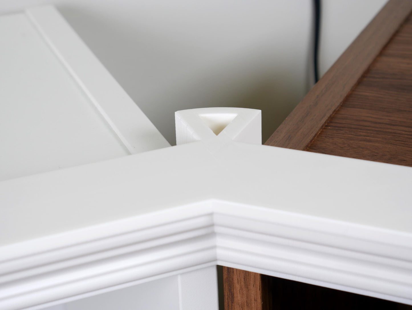 45 Degree Crown Molding Corner Upgrade | Works with JCSFY IKEA Billy Crown Molding | Add Corner Fitment to Top Trim Kit | Shelf Alignment
