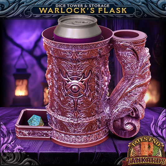 Warlock Themed Tankard Dice Tower and Can Holder with Dice Vault | Fates End RolePlay RP Gamer Mug Roll Gift Storage DND Classes from JCSFY