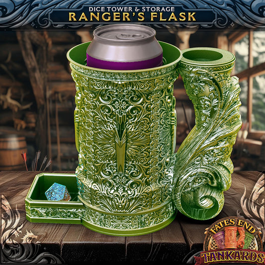 Ranger Themed Tankard Dice Tower and Can Holder with Dice Vault | Fates End RolePlay RP Gamer Mug Roll Gift Storage DND Classes from JCSFY