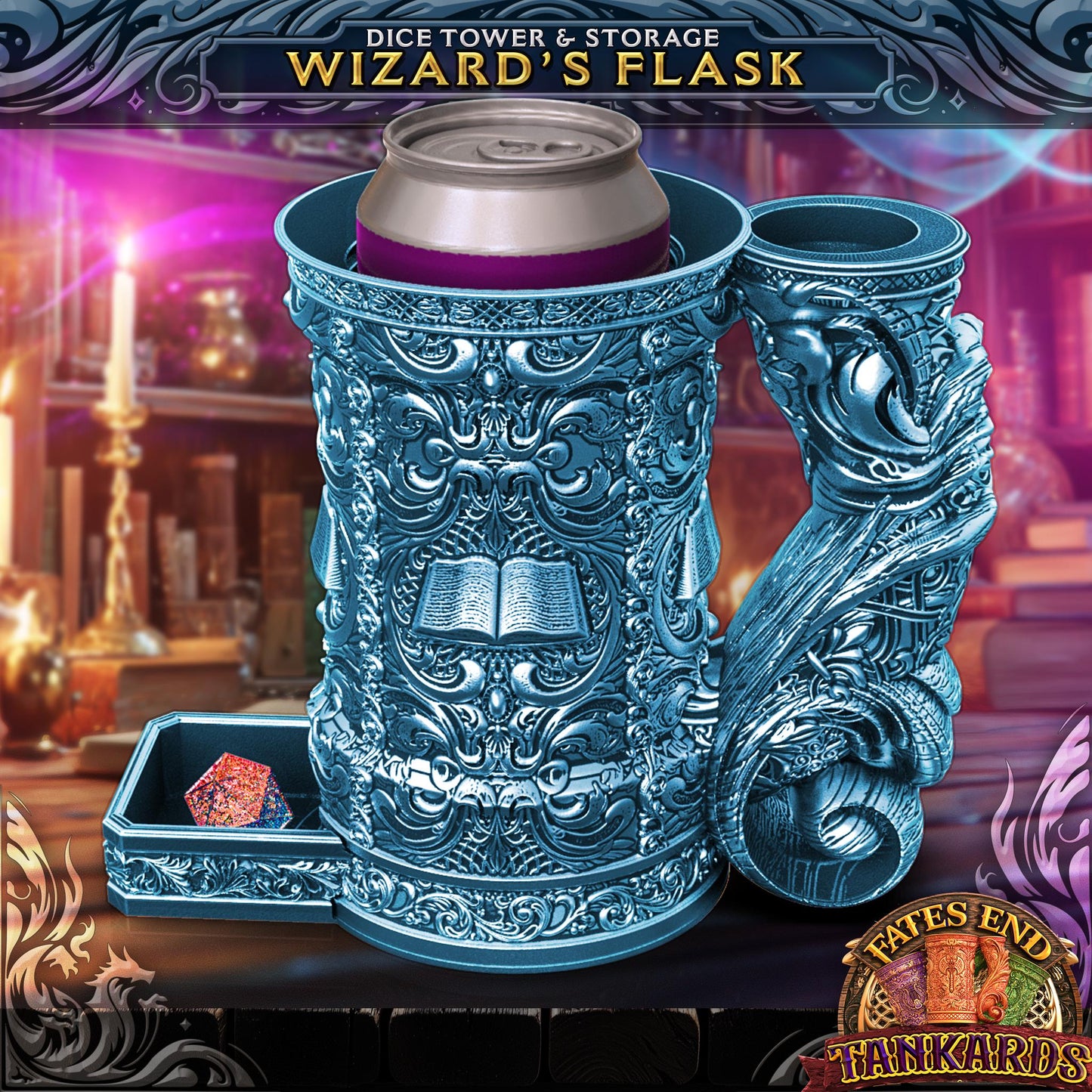 Wizard Tankard Dice Tower and Can Holder with Dice Vault | Fates End RolePlay RP Gamer Mug Roll Gift Storage DND Classes from JCSFY