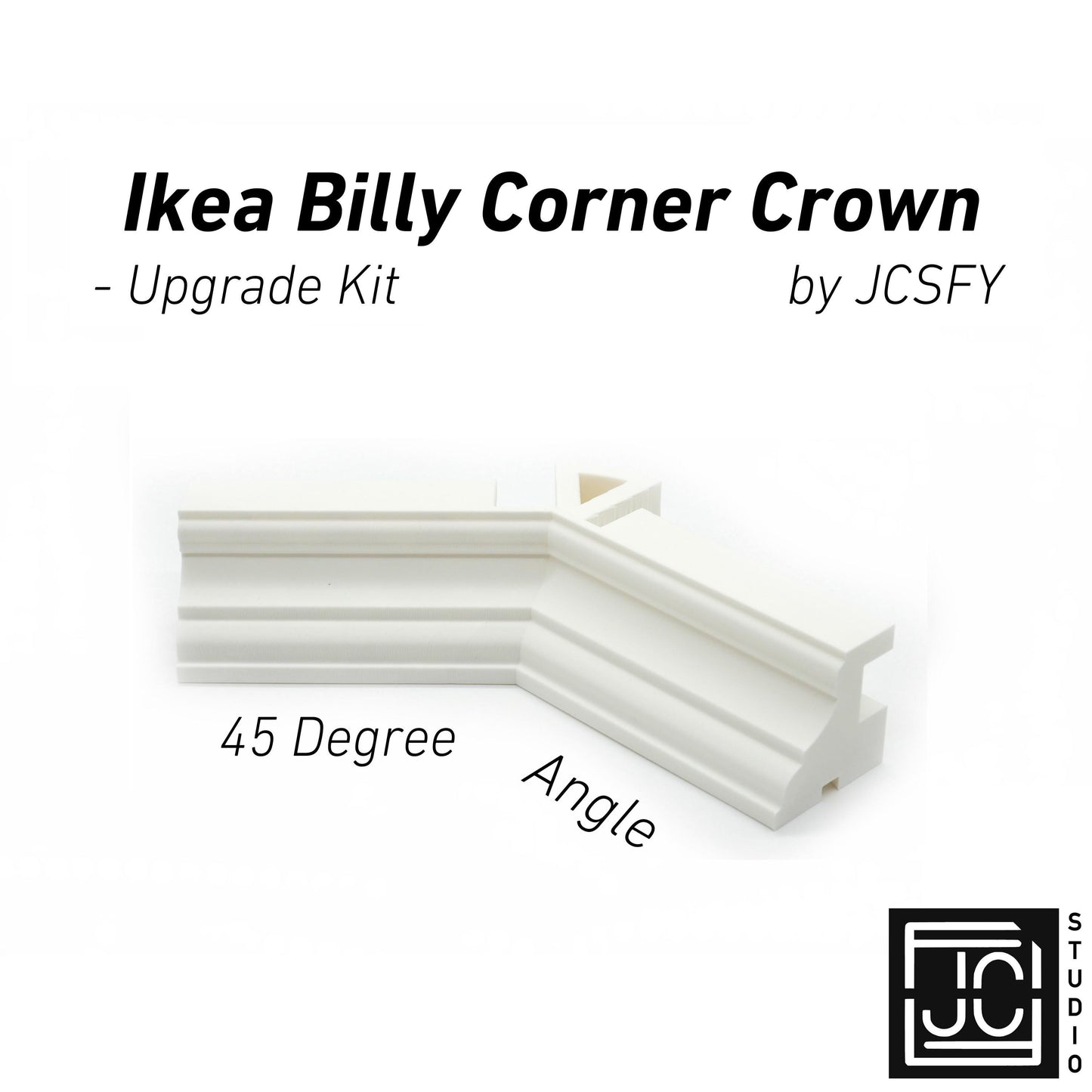 45 Degree Crown Molding Corner Upgrade | Works with JCSFY IKEA Billy Crown Molding | Add Corner Fitment to Top Trim Kit | Shelf Alignment