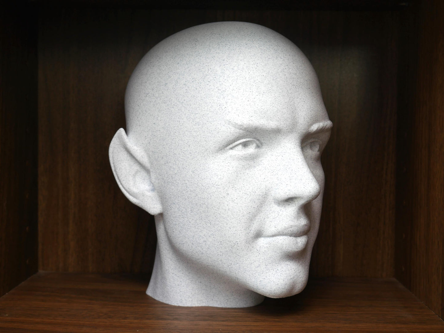 Bald Spock Bust – Minimalist Vulcan Sculpture | 3D Printed Sci-Fi Statue for Office & Library Decor