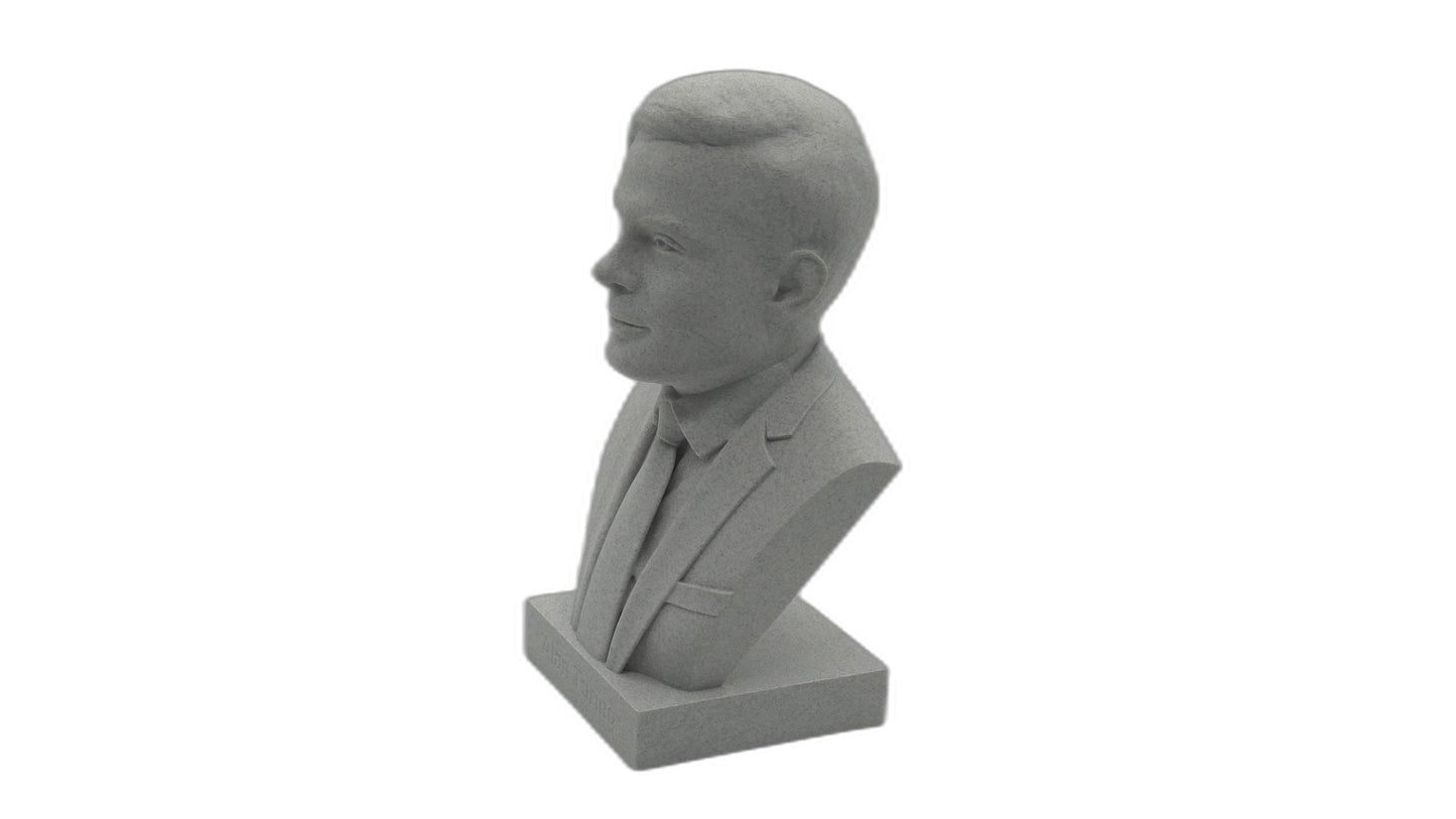 Alan Turing Bust – 3D Printed Sculpture | Computer Scientist Statue with Hand Painted Finish