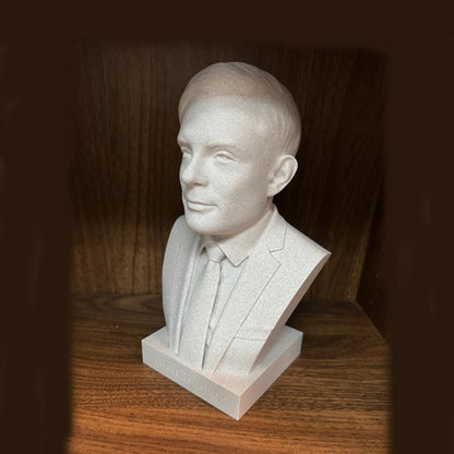 Alan Turing Bust – 3D Printed Sculpture | Computer Scientist Statue with Hand Painted Finish