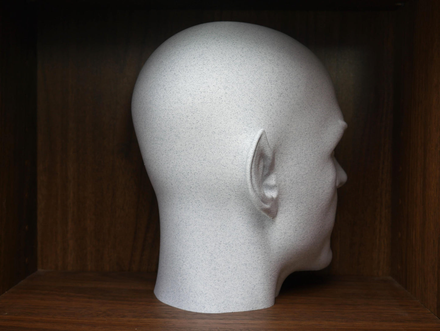 Bald Spock Bust – Minimalist Vulcan Sculpture | 3D Printed Sci-Fi Statue for Office & Library Decor