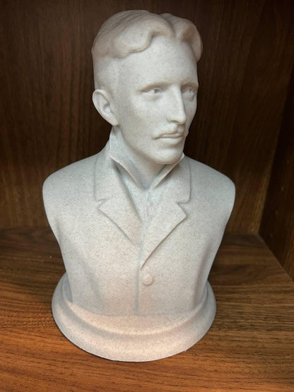 Nikola Tesla Sculpture – Electric Inventor Bust with Dry Brush Finish, Eco Friendly PLA Art