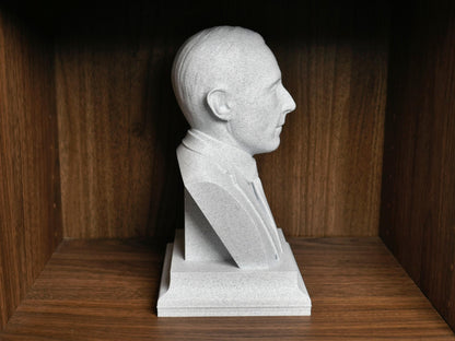 Oppenheimer Bust Sculpture – 3D Printed Physicist Statue For Home Office Decor