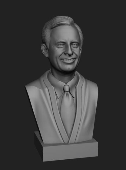 Mr Rogers Bust Sculpture – 3D Printed Bust with Museum Quality Finish for Library Decor