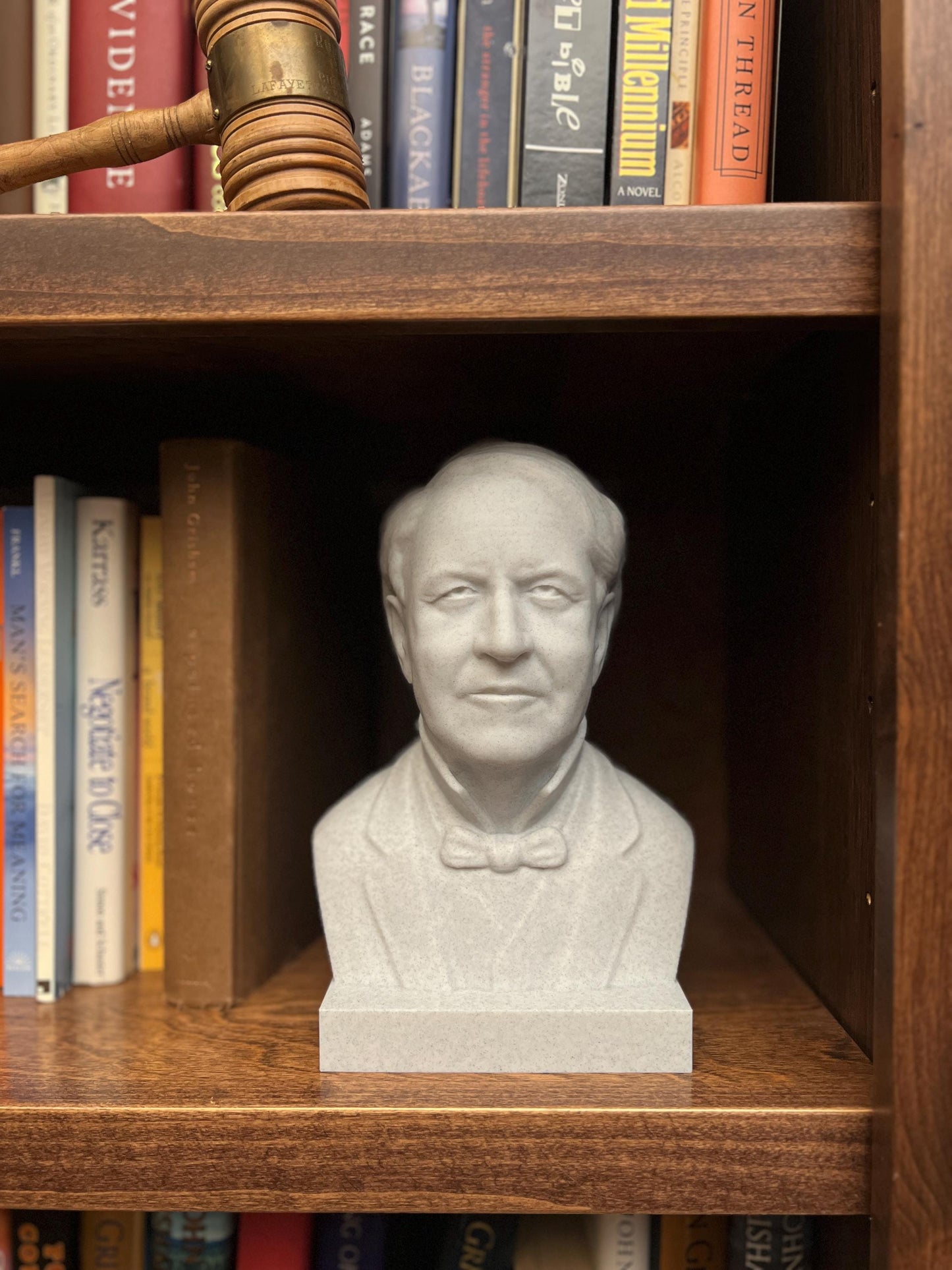 Thomas Edison Bust – 3D Printed Inventor Sculpture | Dry Brush Painted Decor