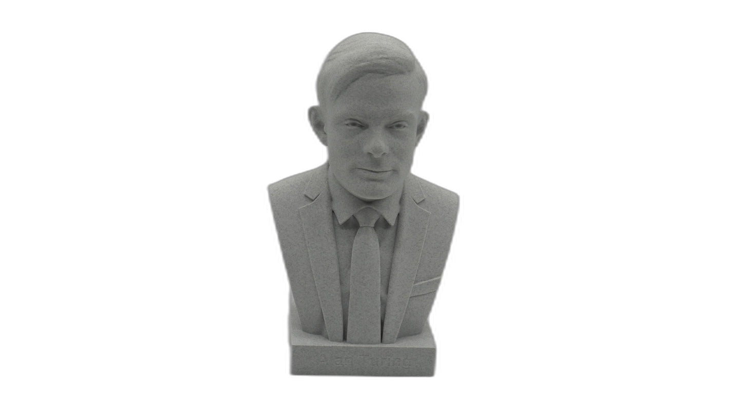 Alan Turing Bust – 3D Printed Sculpture | Computer Scientist Statue with Hand Painted Finish