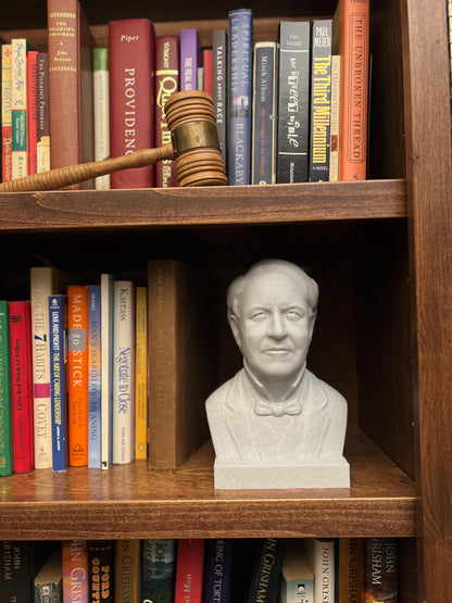 Thomas Edison Bust – 3D Printed Inventor Sculpture | Dry Brush Painted Decor