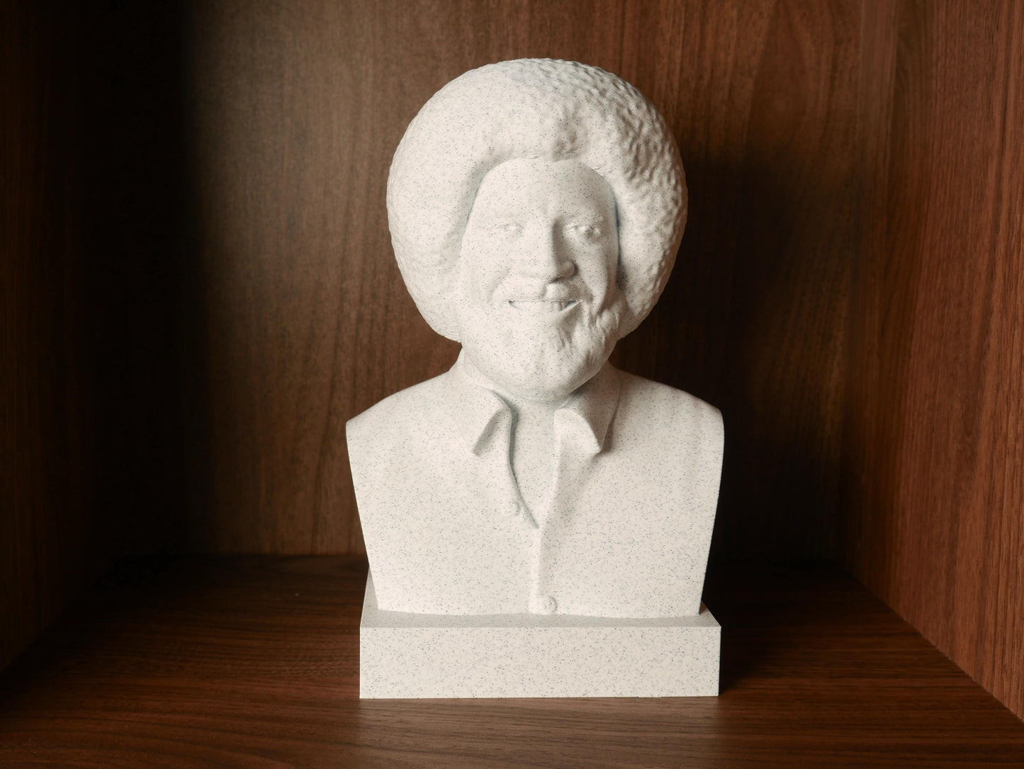 Bob Ross Bust Sculpture – 3D Printed Bust for Office & Library Decor