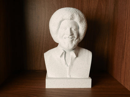 Bob Ross Bust Sculpture – 3D Printed Bust for Office & Library Decor