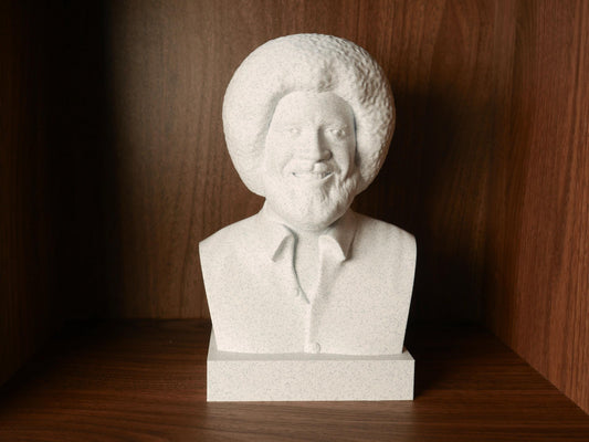 Bob Ross Bust Sculpture – 3D Printed Bust for Office & Library Decor